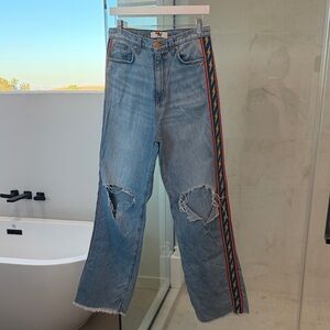 Aviator Nation - BOLT STRIPE HI RISE WIDE-LEG GYPSY JEAN - Size 28